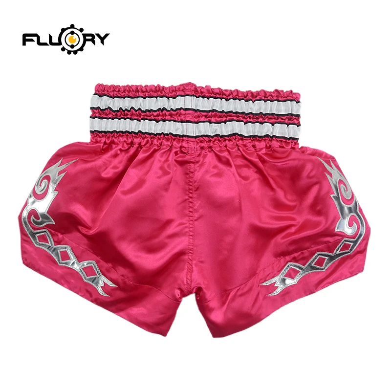 Молодежные и детские шорты fluory Muay Thai вышитые для кикбоксинга модные розовые
