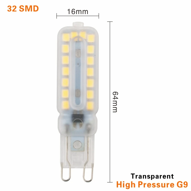 32 LEDs Transparent G9 светодиодный Лампа 220V 14 Большие размеры 32-48, 64 96 104 светодиодный s COB SMD мини светодиодный G9 лампы светильник Керамика 360 градусов угол луча Светодиодный точечный светильник лампы - Испускаемый цвет: 32 LEDs Transparent