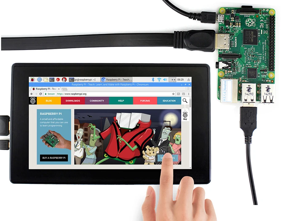 Raspberry Pi 3 Model B + Plus/3B 7 дюймов 1024x600 ips емкостный сенсорный экран &quotмонитор дисплей с