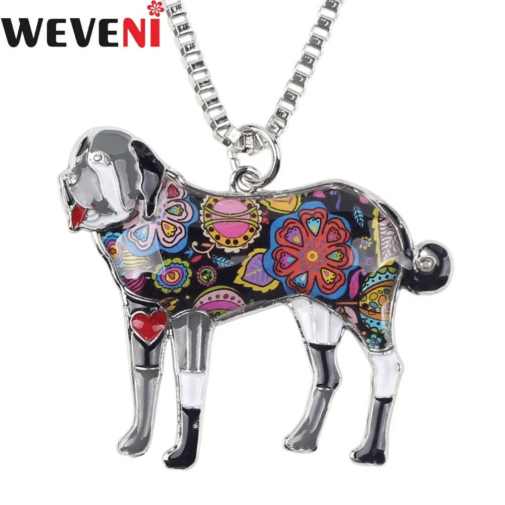 WEVENI Statement эмаль Цветочный Saint Bernard подвеска для ожерелья собак ошейники чокер цепь