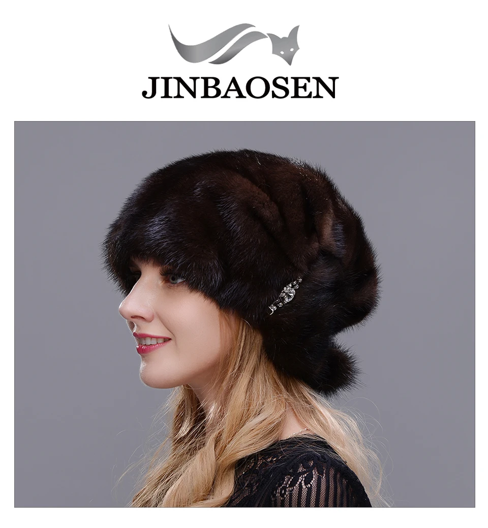 JINBAOSEN русская зимняя замшевая шляпа с роскошной модной черной толстой теплой высококачественной шляпой Рождественская меховая шапка женская меховая шапка