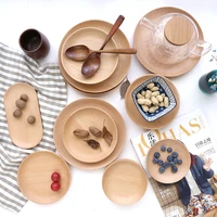 free shipping nordic janpanese 4 12 rubber wooden snacks dessert plate dish set nordic simple style solid wood plate