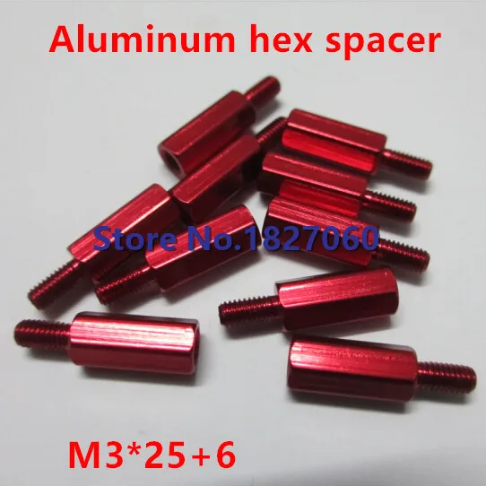 10 шт. M3 * 25 + 6 алюминиевая Шестигранная гайка с красным анодированным покрытием