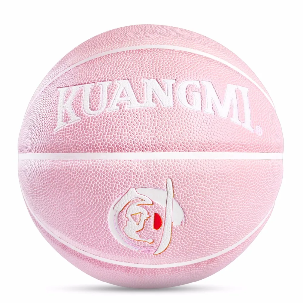 Kuangmi Beautiful Pink Basketball Ball Official Size 7 PU Leather Outdoor Indoor Basketballs For Women Girls Training Basquete