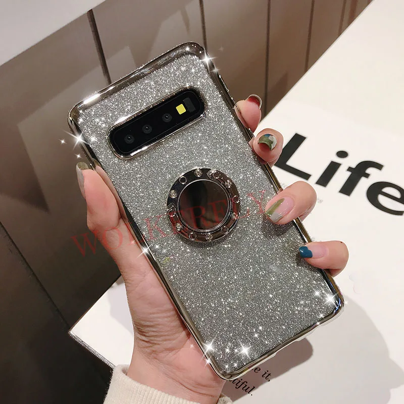 6 Блестящий Алмазный чехол для samsung Galaxy S10 S9 S8 J4 J6 плюс J8 A7 A50 A70 A60 A30 M30 Note 9 8 3D стенд держатель чехол - Цвет: 6
