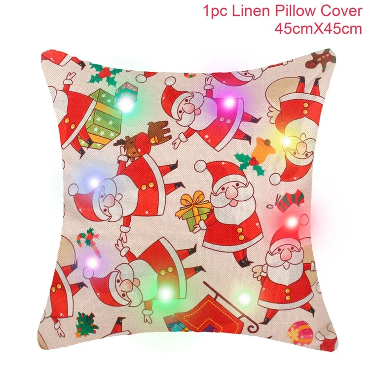 6 Santa Claus FENGRISE светодиодный размером 45*45 см Рождественская наволочка для подушки Рождественская елка Санта Клаус наволочка Рождество для дома с утолщённой меховой опушкой, год - Цвет: 6 Santa Claus