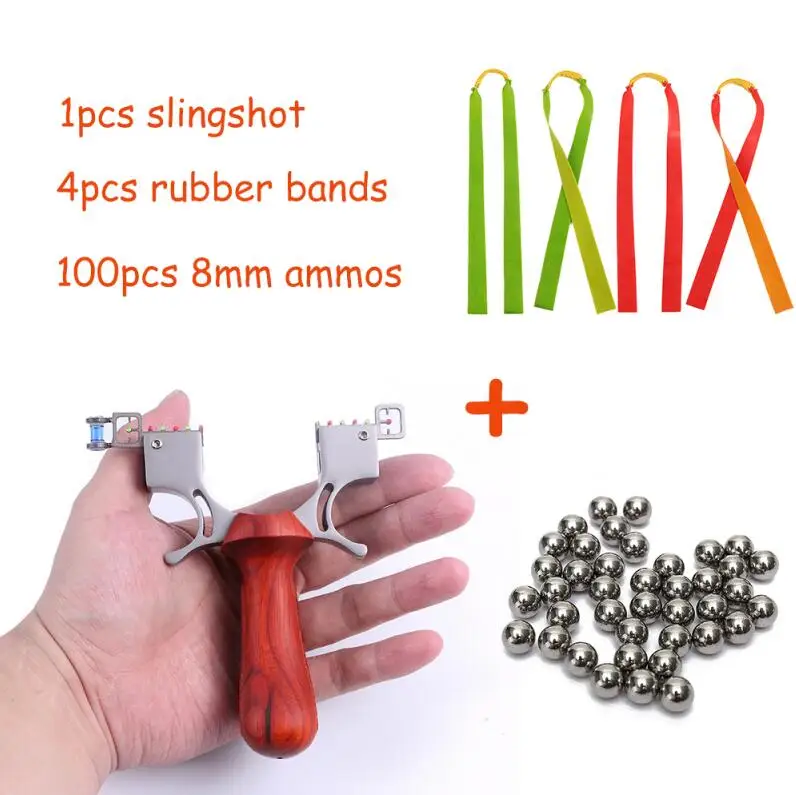 slingshot set Toparchery 98K модель Профессиональная охотничья Рогатка Спортивная Рогатка-катапульта с 4 шт. резинками 100 шт. 8 мм патроны шары - Цвет: slingshot set