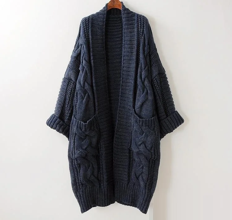 Long Style Loose Batwing Sleeves Big Size Knitting Cardigans Autumn Winter Thick Warm Clothing V Neck Sweater AC5897 |