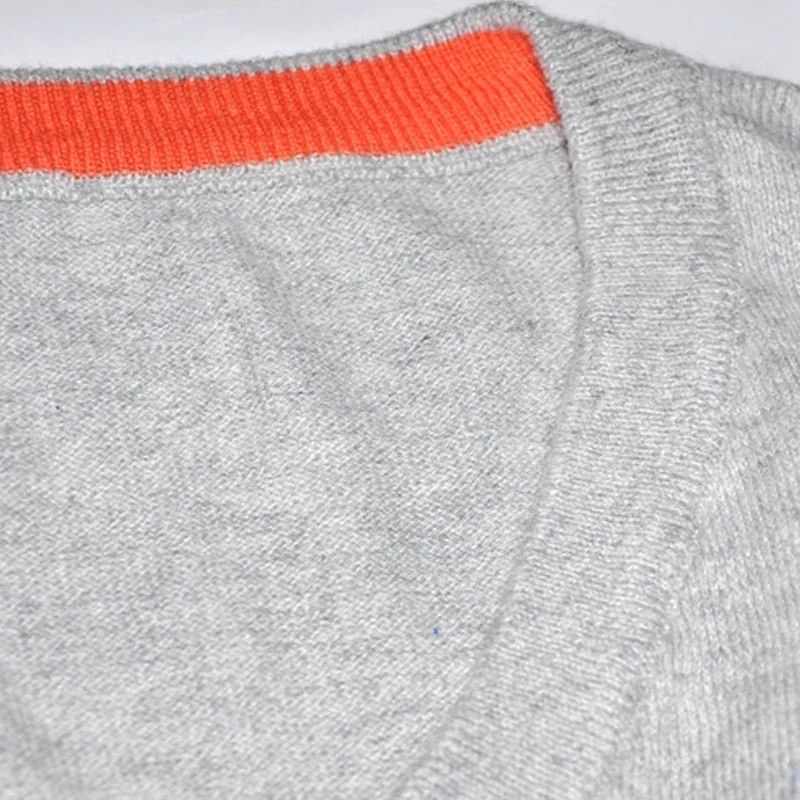 Мужской свитер пуловер из 100% хлопка с V-образным вырезом однотонный Повседневный