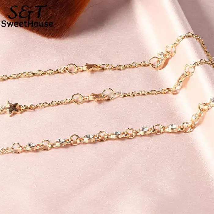 Женский модный браслет из сплава со звездами и Луной Комплект бижутерии на день