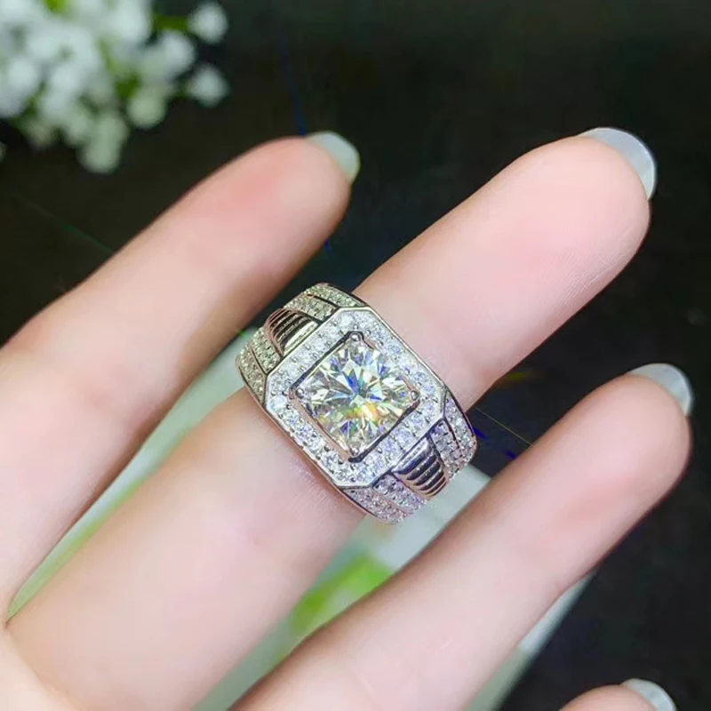 Ювелирные изделия colife роскошное кольцо Moissanite для мужчины 2ct настоящий Муассанит мужское кольцо Мода 925 Серебро Moissanite ювелирные изделия