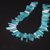 15 5strand blue titanium crystal quartz top drilled point beadsraw crystal stick briolettes pendant beads jewelry making