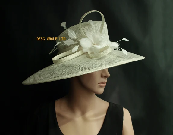 Новая кремовая шляпа цвета слоновой кости с большими полями Sinamay Kentucky Derby женская