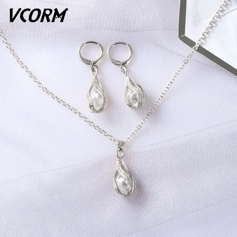 Silver VCORM новые корейские модные длинные висячие серьги с кристаллами для женщин массивные классические геометрические висячие серьги хорошее ювелирное изделие подарок - Окраска металла: Silver