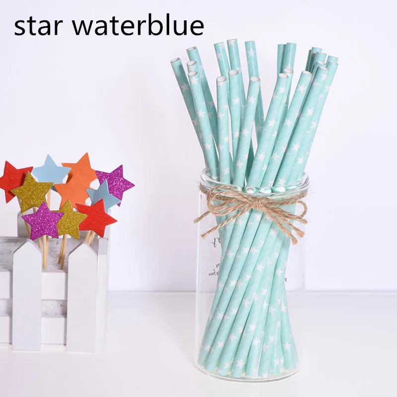 star watreblue 25 шт. креативные топперы для торта Фламинго бумажная соломинка для питья для детского душа мальчишник вечерние украшения для вечеринки сделанные своими руками - Цвет: star watreblue