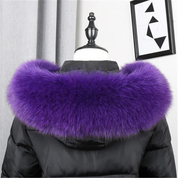 purple Горячая новинка куртки из натуральных материалов женский меховой воротник Модный Зимний меховой шарф женские шарфы пальто теплая шаль Лисий меховой воротник-шарф - Цвет: purple