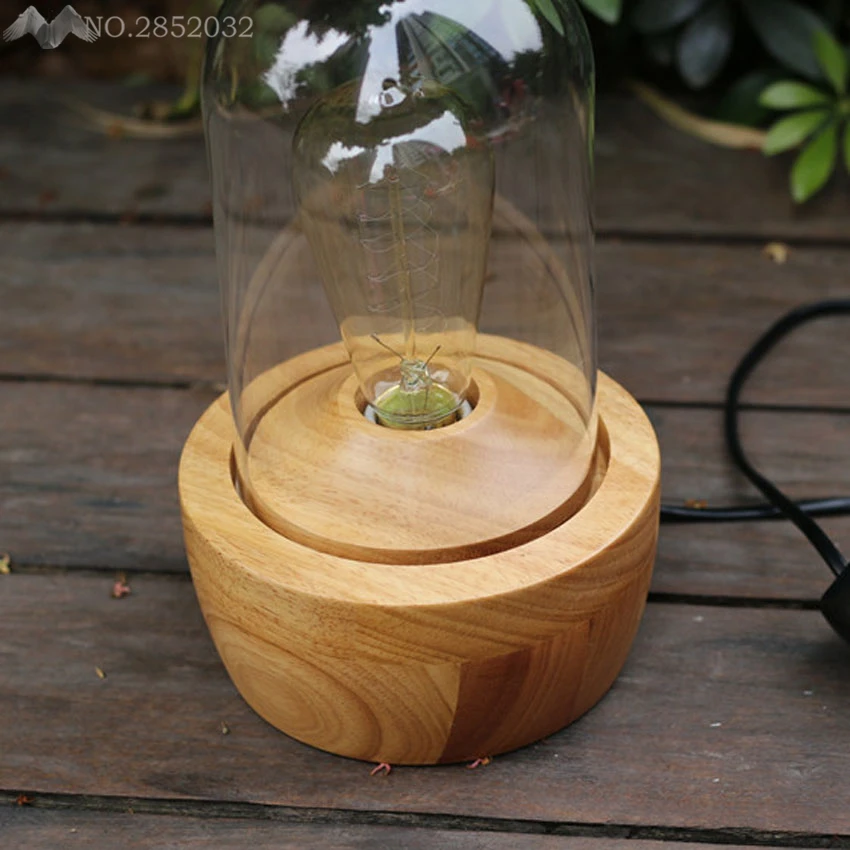 Лофт современная настольная лампа E27 держатель лампы Эдисона деревянный Базовый