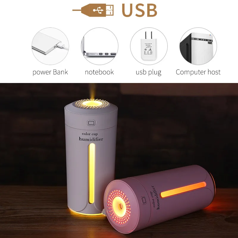 Ultrasonic Air Humidifier Essential Oil Diffuser With 7 Color Lights Electric Aromatherapy USB Car Aroma | Бытовая техника