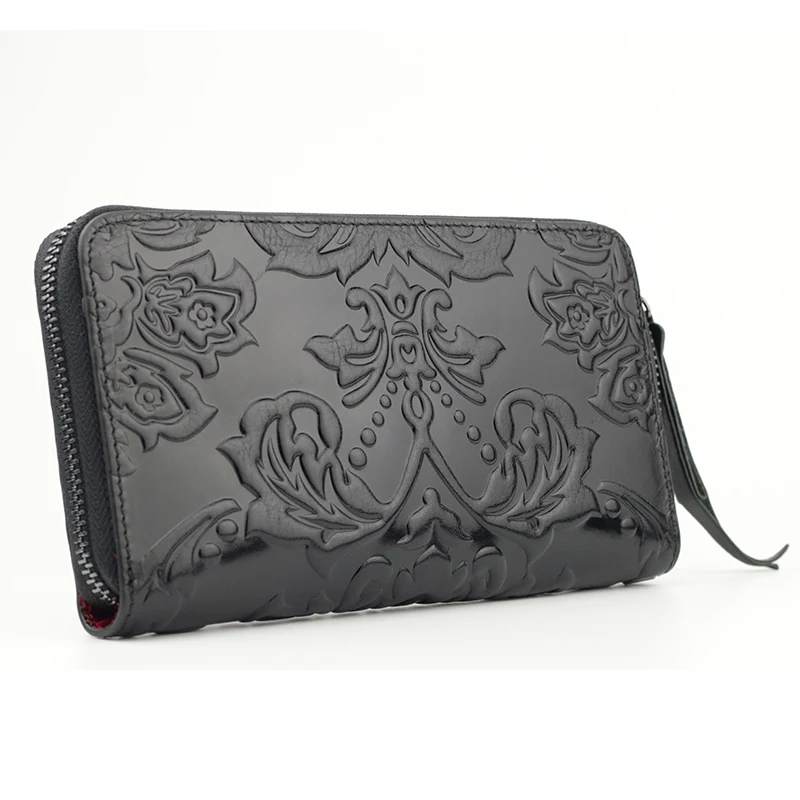 Длинные женские кошельки органайзеры из воловьей кожи с тиснением|brand purse|purse
