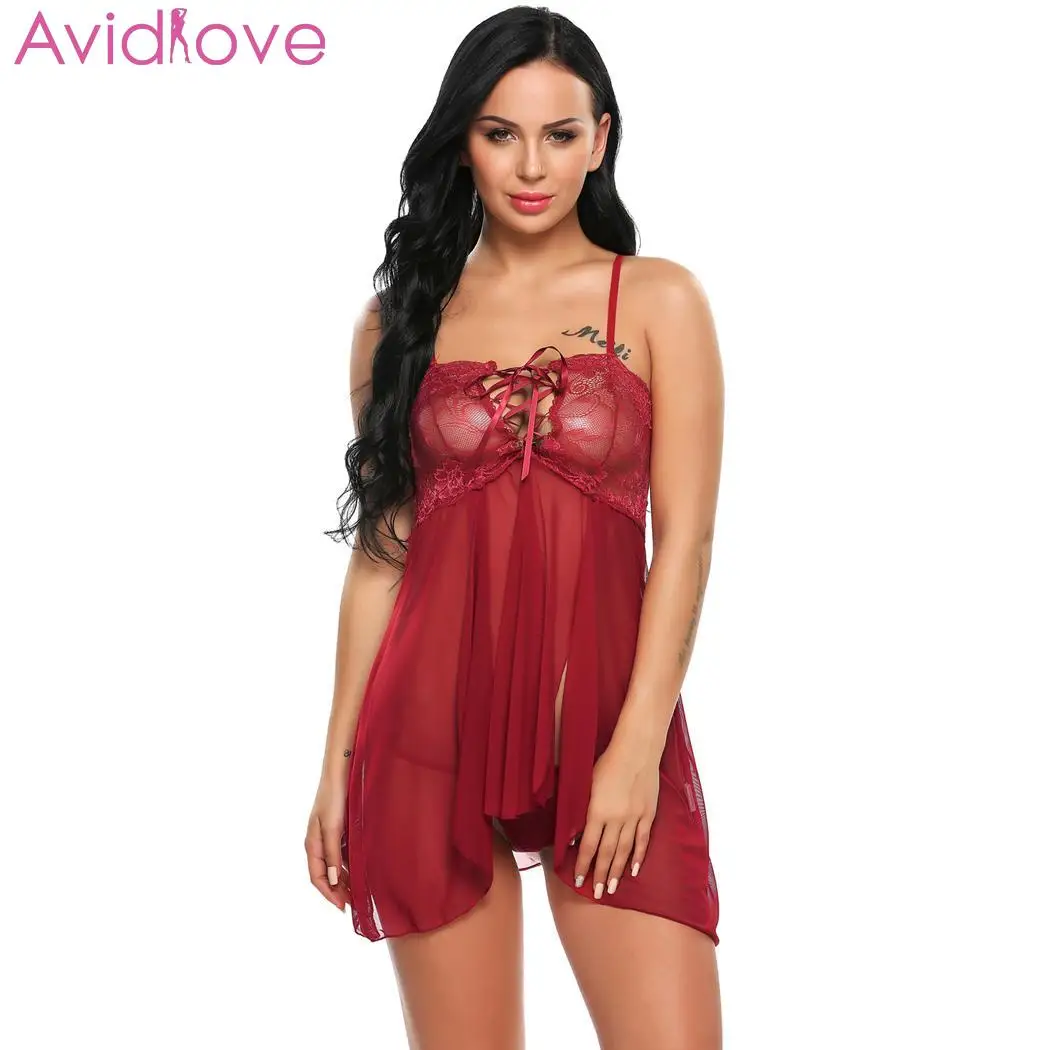 Avidlove женское сексуальное нижнее белье эротическое lenceria Рождество Babydoll сетка