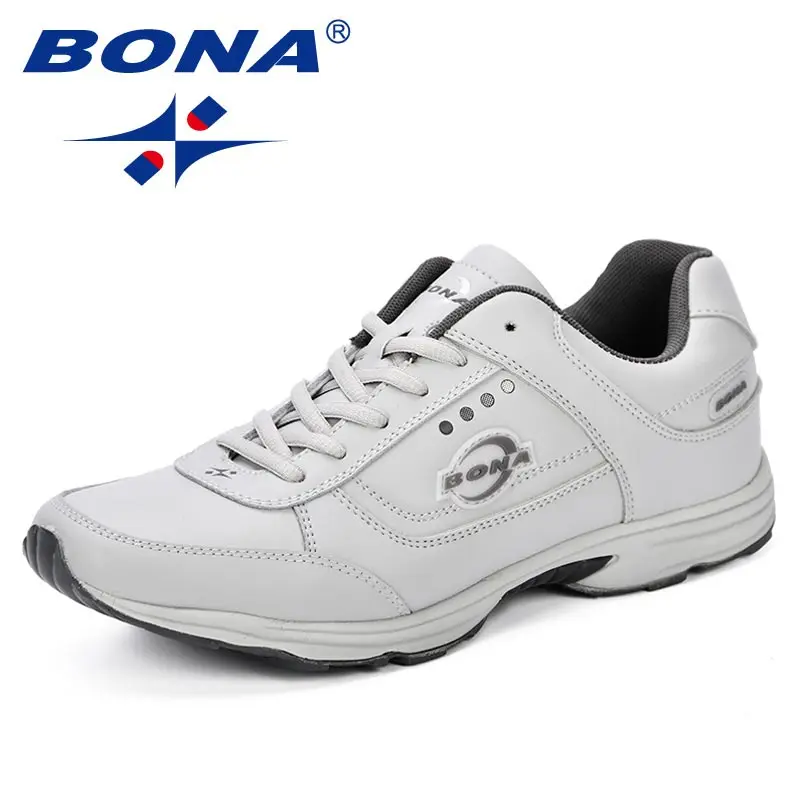 LIGHT GREY DARK GREY BONA новые красовки спортивные мужские кроссовки уличные кожаные дышащие Krossovky прогулочная спортивная обувь мужская обувь - Цвет: LIGHT GREY DARK GREY
