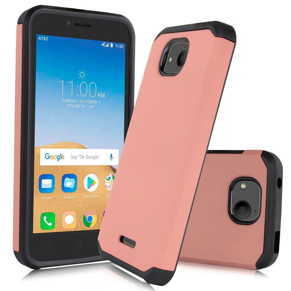 Двухслойный Гибридный Прочный чехол для Alcatel Tetra противоударный мягкий ТПУ и