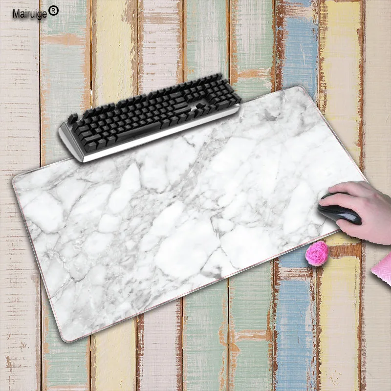 

Mairuige White Gray Marble Large Lock Edge MousePads Computer Laptop Mouse Mat Gaming Speed Table Mousepads For CSGO DOTA2 LOL