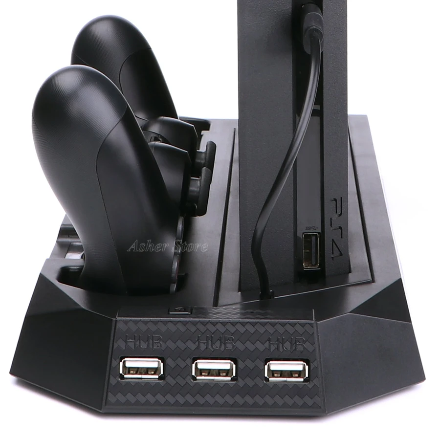 Вертикальная подставка PS4 Slim с двойным контроллером зарядная док-станция 2