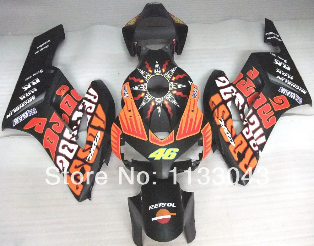 100% подходит для инъекций Обтекатели HONDA CBR1000RR 04 05 CBR1000 RR 2004 2005 CBR 1000RR черный