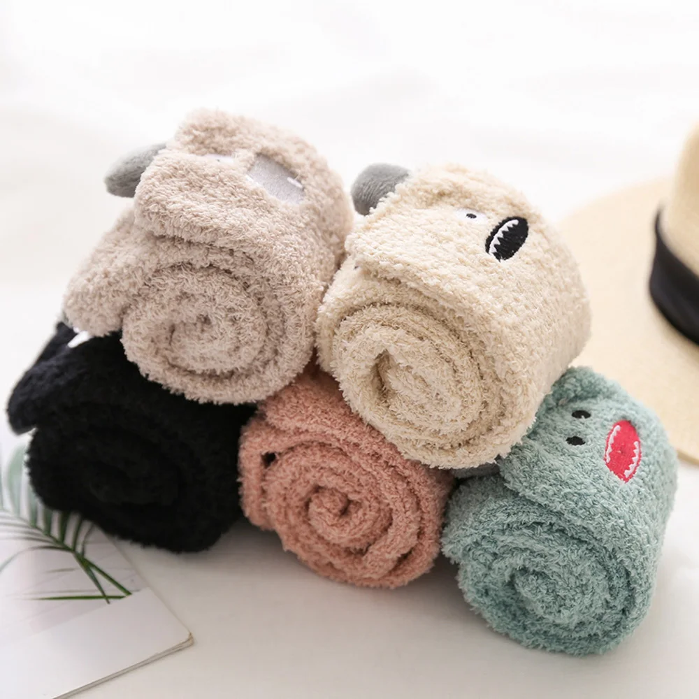 

Breathable Socks Winter Soft Warm Sleep Stocking Cartoon Women Coral Fleece Sweat, Deodorant