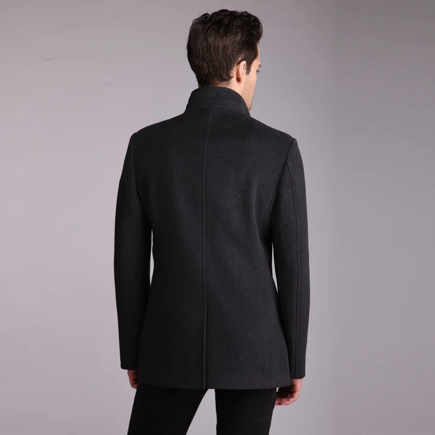 ZHANSHI 2016 Hot Sell Autumn And Winter Men Woolen Coat Fashion Gray Wool Cashmere Blend Free Shipping | Мужская одежда