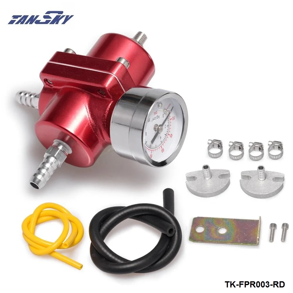 red as picture Алюминиевый Регулируемый регулятор давления топлива AN6 W 1/8 NPT(с манометром/без) TK-FPR-AF - Цвет: red as picture