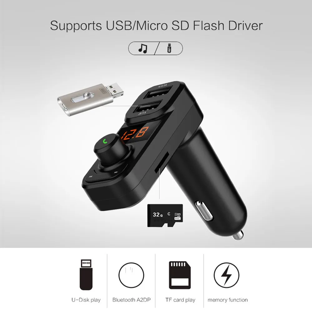 Встроенный интеллектуальный автомобильный комплект громкой связи беспроводной Bluetooth fm-передатчик MP3-плеер USB lcd модулятор USB в MP3 Voiture адаптер