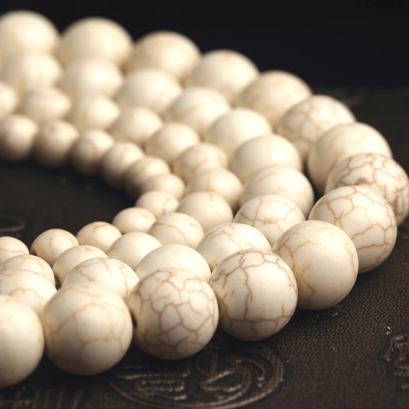 Бусины Из Натурального белого бирюзы Howlite круглые свободные бусины из