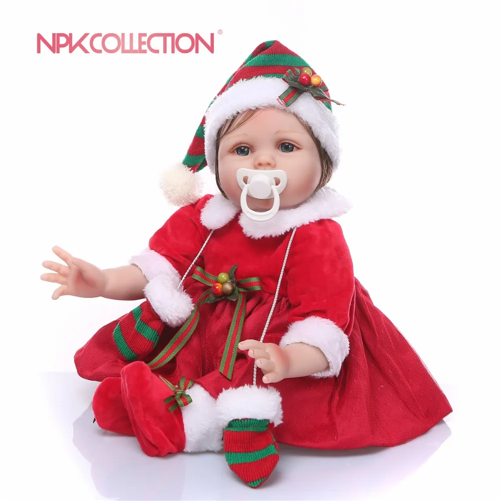 

23inch full Silicone Vinyl Reborn Baby Girl Realistic Alive Christmas style bebe Toddler For kids Xmas Gifts play house doll