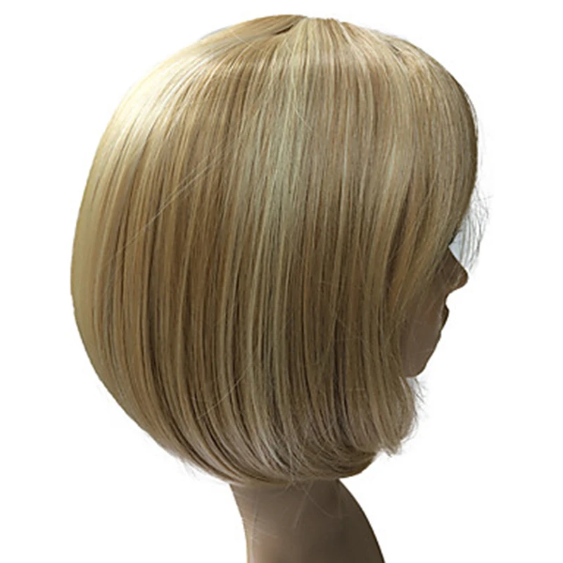 HAIRJOY женский парик из синтетических волос полная челка коричневый смешанный Короткий прямой парик Боб Прическа 3 цвета