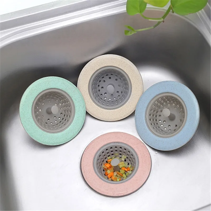 

1pc Plastic Wheat Straw Floor Drain Sink Filter Cover Anti-blocking Hair Stopper
