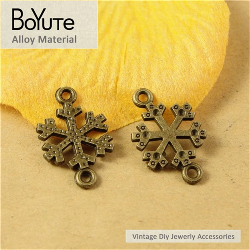 

BoYuTe (100 Pieces/Lot) 19.5*12MM Zinc Alloy Jewelry Findings Antique Bronze Plated Metal Snowflake Connectors Diy Accessories