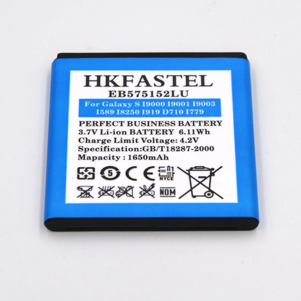HKFASTEL EB575152LU батарея мобильного телефона для samsung Galaxy S I9000 i9001 I9003 I589 I8250 I919 D710 I779 батареи 1650 мАч