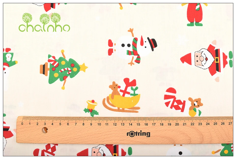 Chainho, 8 шт./лот, серия Merry Christmas, саржевая хлопковая ткань с принтом, Лоскутная Ткань для шитья и шитья, материал для детей и малышей