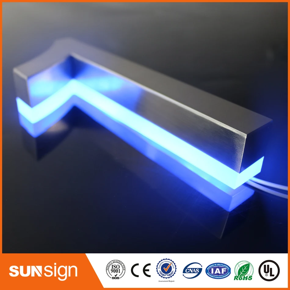 

H 15cm High Bright Waterproof 304# Stainless Steel Led 3D Backlit Sign Logo