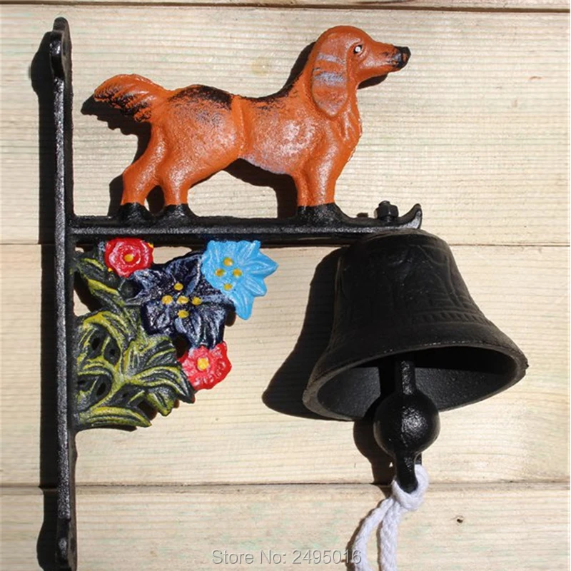 Doorbell Dog Shape Wall mounted Cast Iron WELCOME Bell Antirust Hanging Bell Farmhouse,country,Vintage,Dinner Bell for shool Hot
