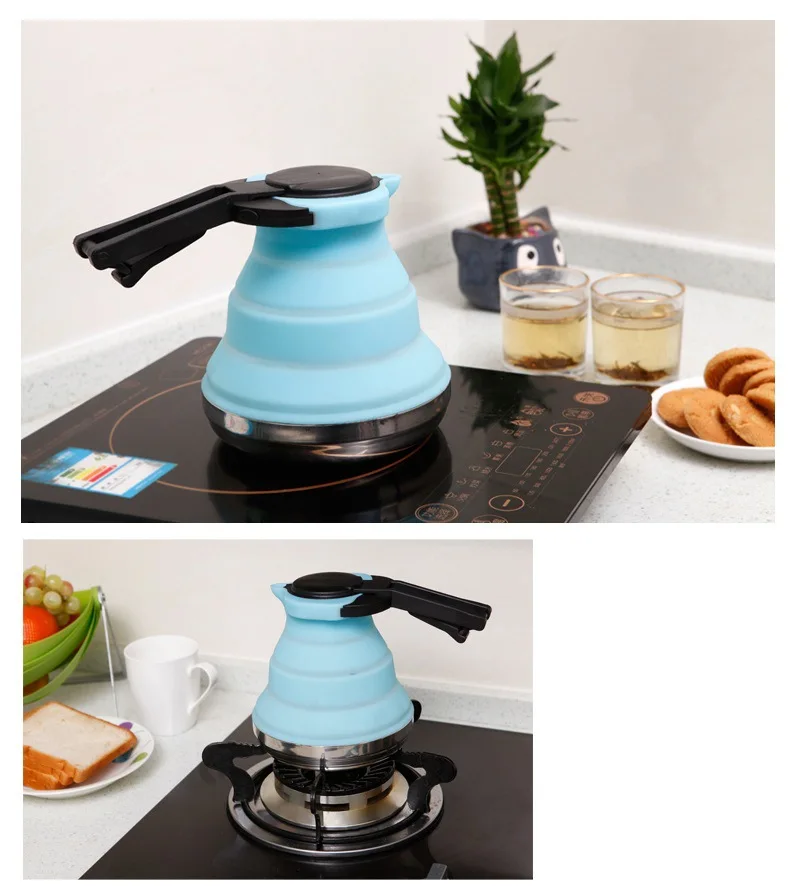 1.5L открытый складной конфеты Цветной силиконовые воды чайник Чай котел Портативный Кемпинг Кухня Suppies