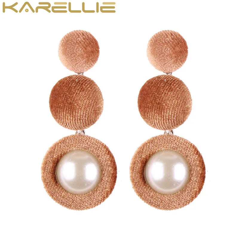 Karellie Новый Дизайн модные плюшевые шары Серьги богемный себе мотаться Висячие