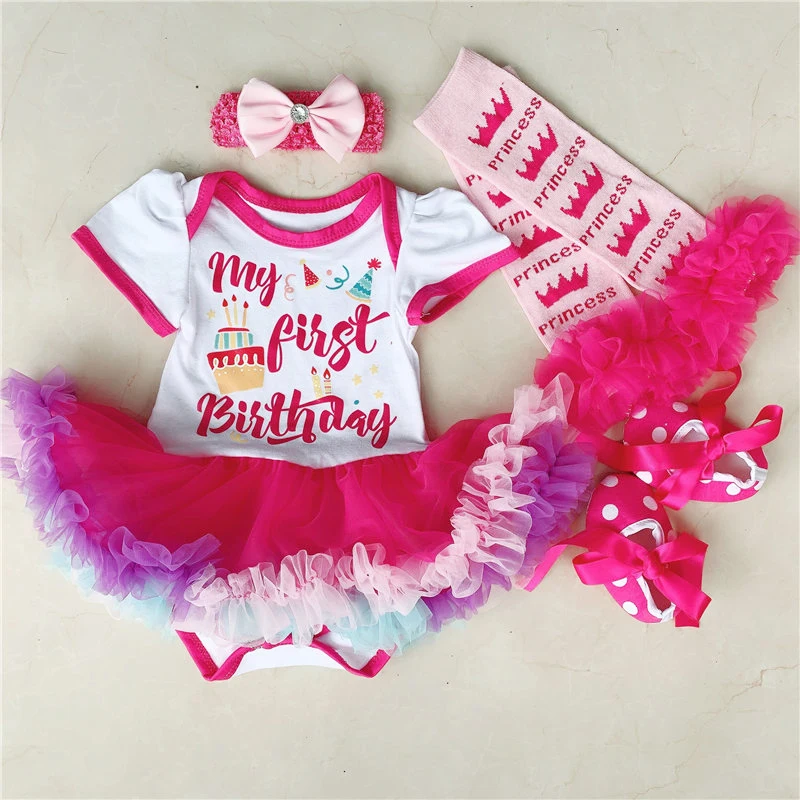 My First Birthday/Одежда для маленьких девочек кружевное платье пачка новорожденных 4