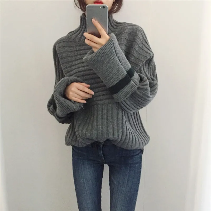 Korobov Korean Turtleneck Knitwear Feminina 2018 New Arrival Vintage Casual Female Sweaters Loose Warm Women Pullovers 76444 | Женская