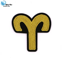 new 1 pcs size 6 76 8cm iron on embroidered gold aries logo style garment appliques accessory patches free shipping p 133