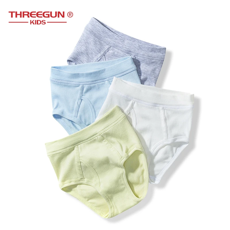 THREEGUN/1 предмет, трусы для мальчиков Мягкое хлопковое детское нижнее белье детские шорты, трусы боксеры в полоску, трусы для мальчика, От 3 до 14 лет