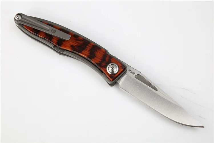 Lange Mnandi 100%M390 Blade snake wood TC4 Titanium handle folding knife Copper washer hunt camp Pocket Survival EDC Tool | Инструменты