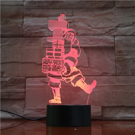 Рождественский 3D лампа USB ночник Санта Клаус светодиодный RGB освещения Luminaria стол Дети Рождественские подарки домашние декоративные AS1611